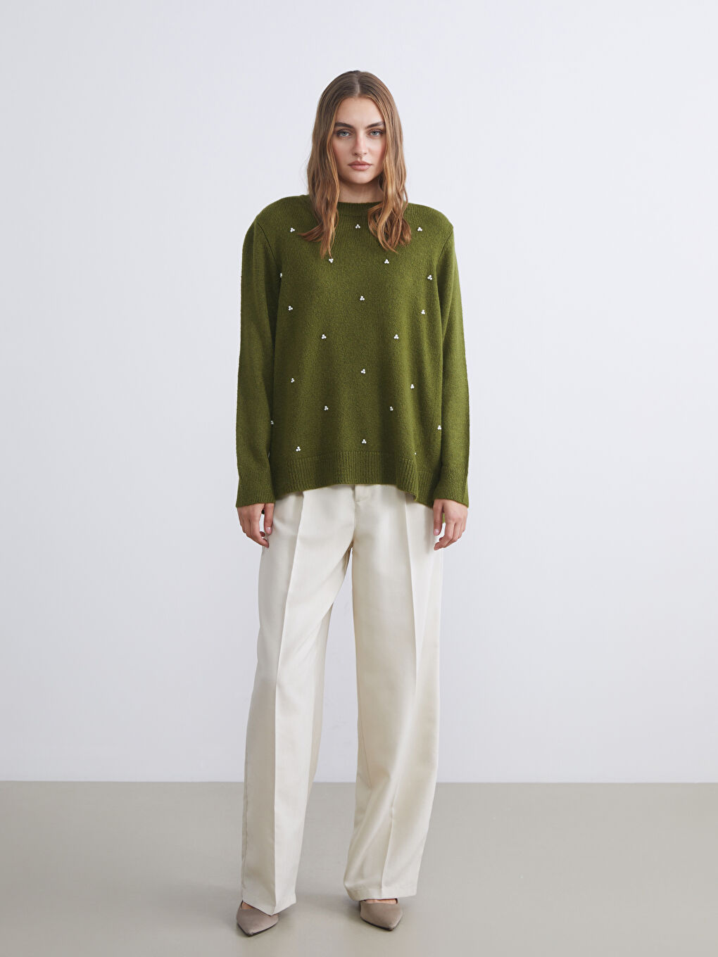 LCWAIKIKI Classic Woman GREEN Jumper -W5DC35Z8-CTU