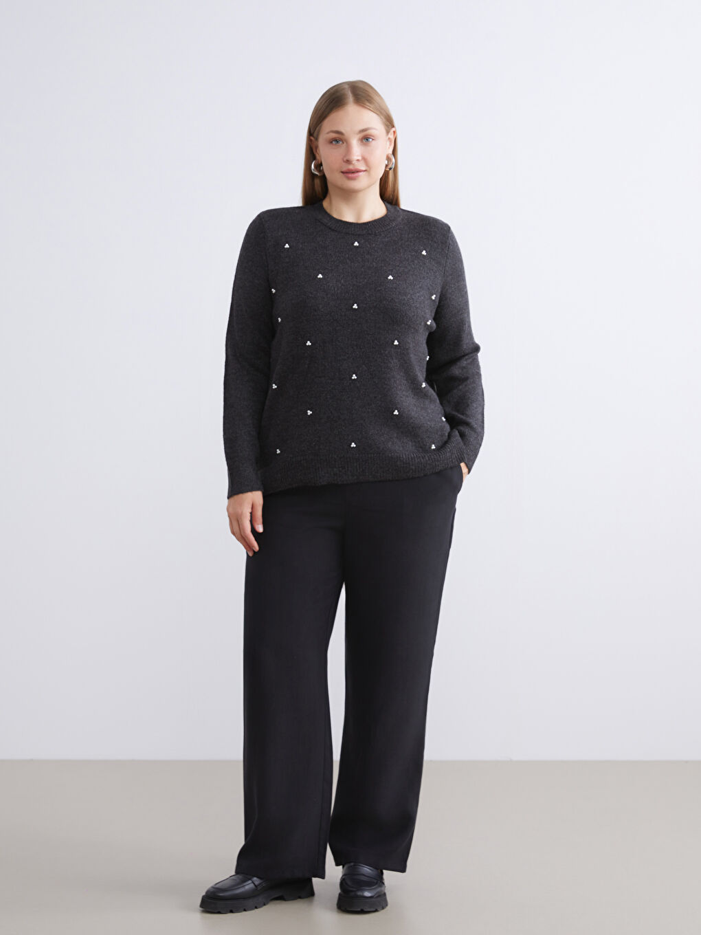 Crew Neck Beaded Embellished Women's Knitwear Sweater-6
