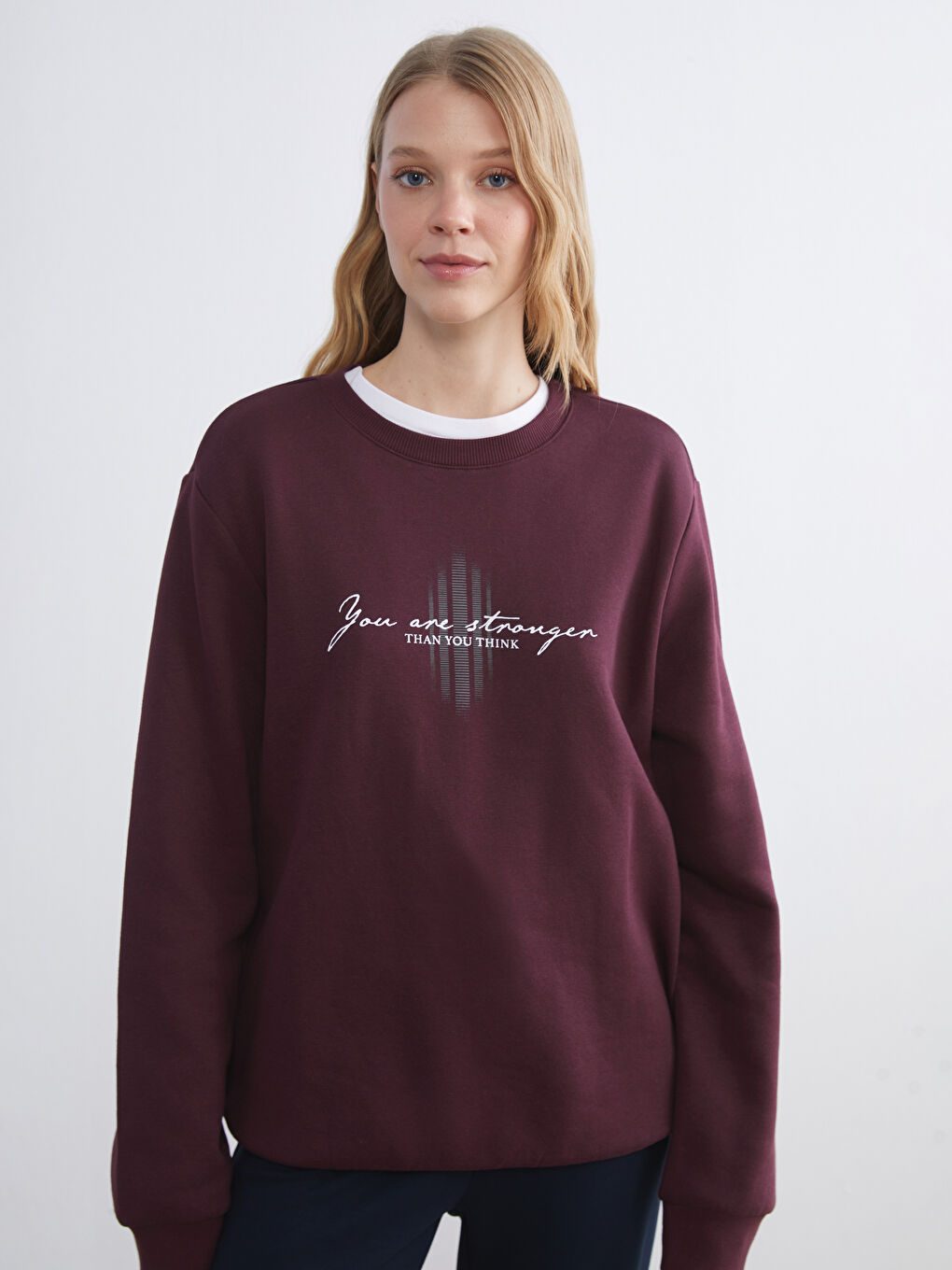 Crew Neck Printed Men's Thick Sweatshirt
