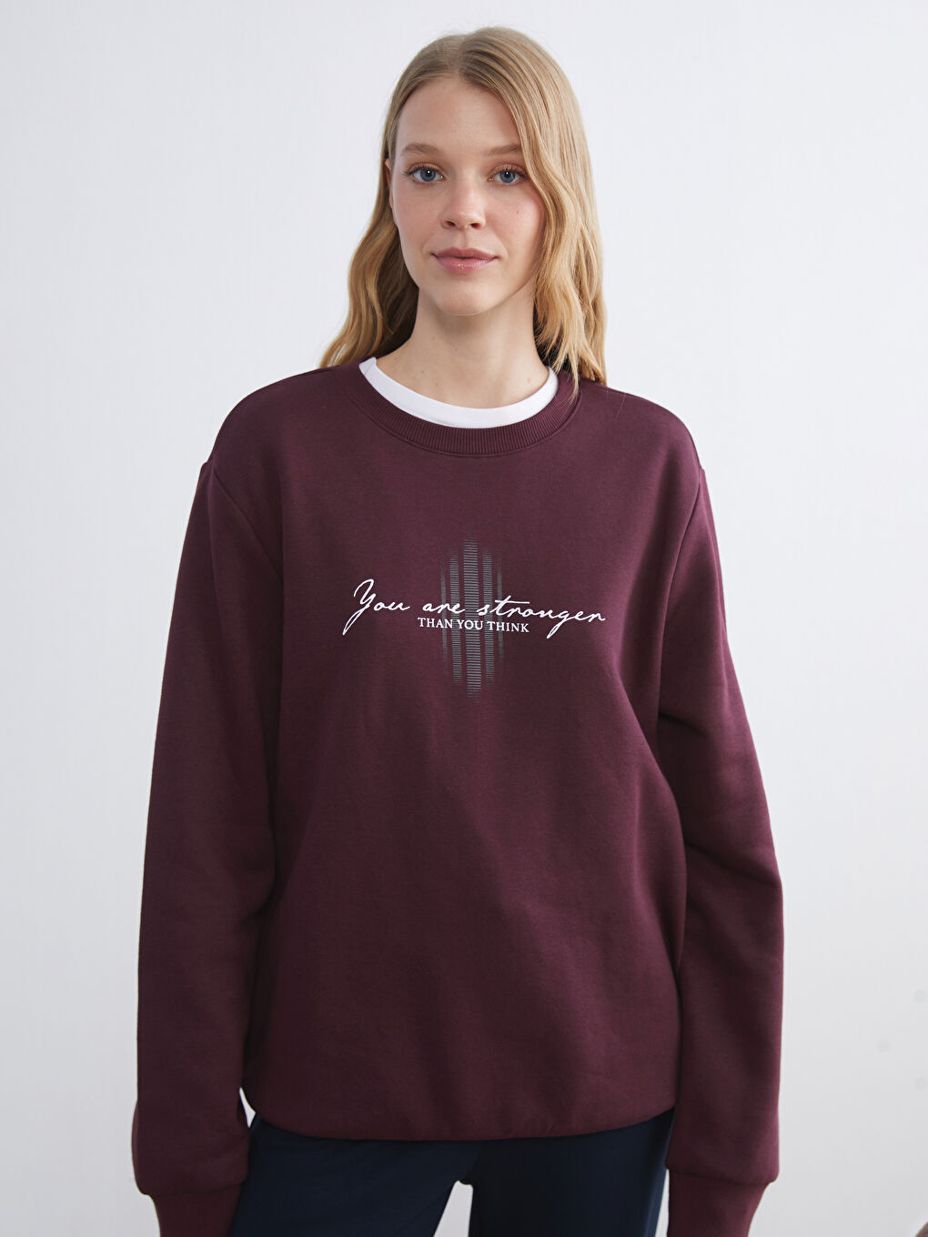 Crew Neck Printed Men's Thick Sweatshirt