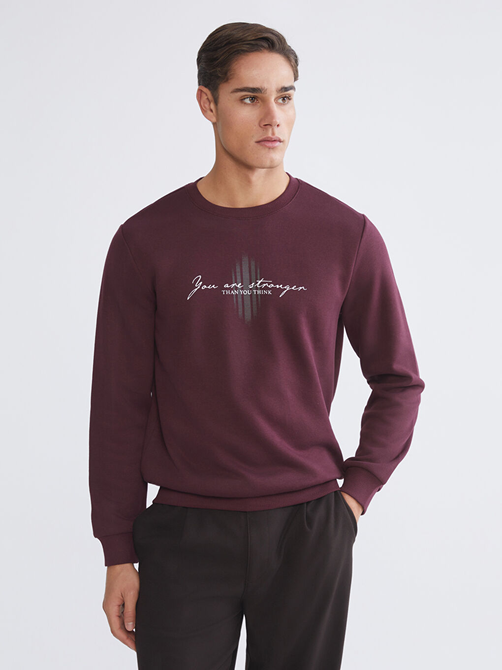 Crew Neck Printed Men's Thick Sweatshirt-1