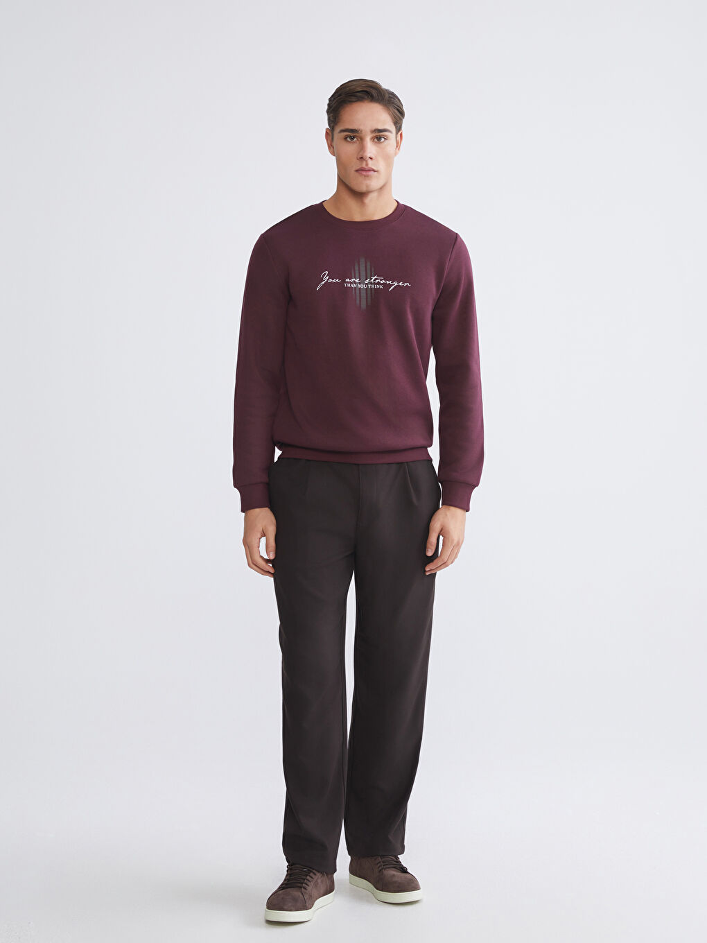 Crew Neck Printed Men's Thick Sweatshirt-2