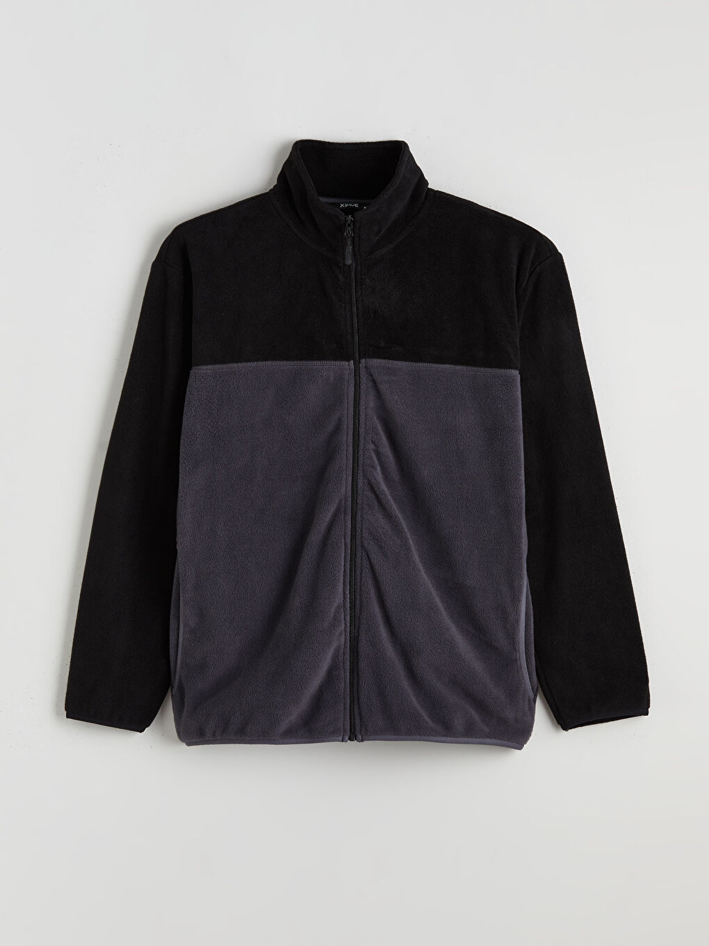 Siyah Dik Yaka Polar Erkek Fermuarlı Sweatshirt-4