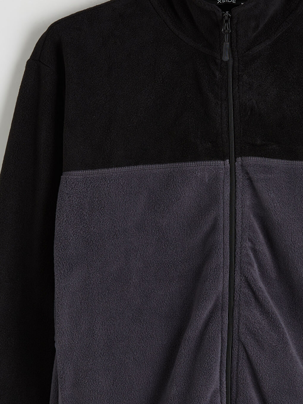 Siyah Dik Yaka Polar Erkek Fermuarlı Sweatshirt-5