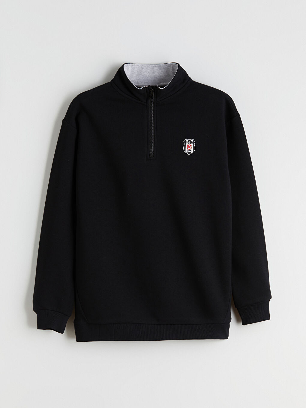 Siyah Dik Yaka Beşiktaş Baskılı Erkek Çocuk Sweatshirt