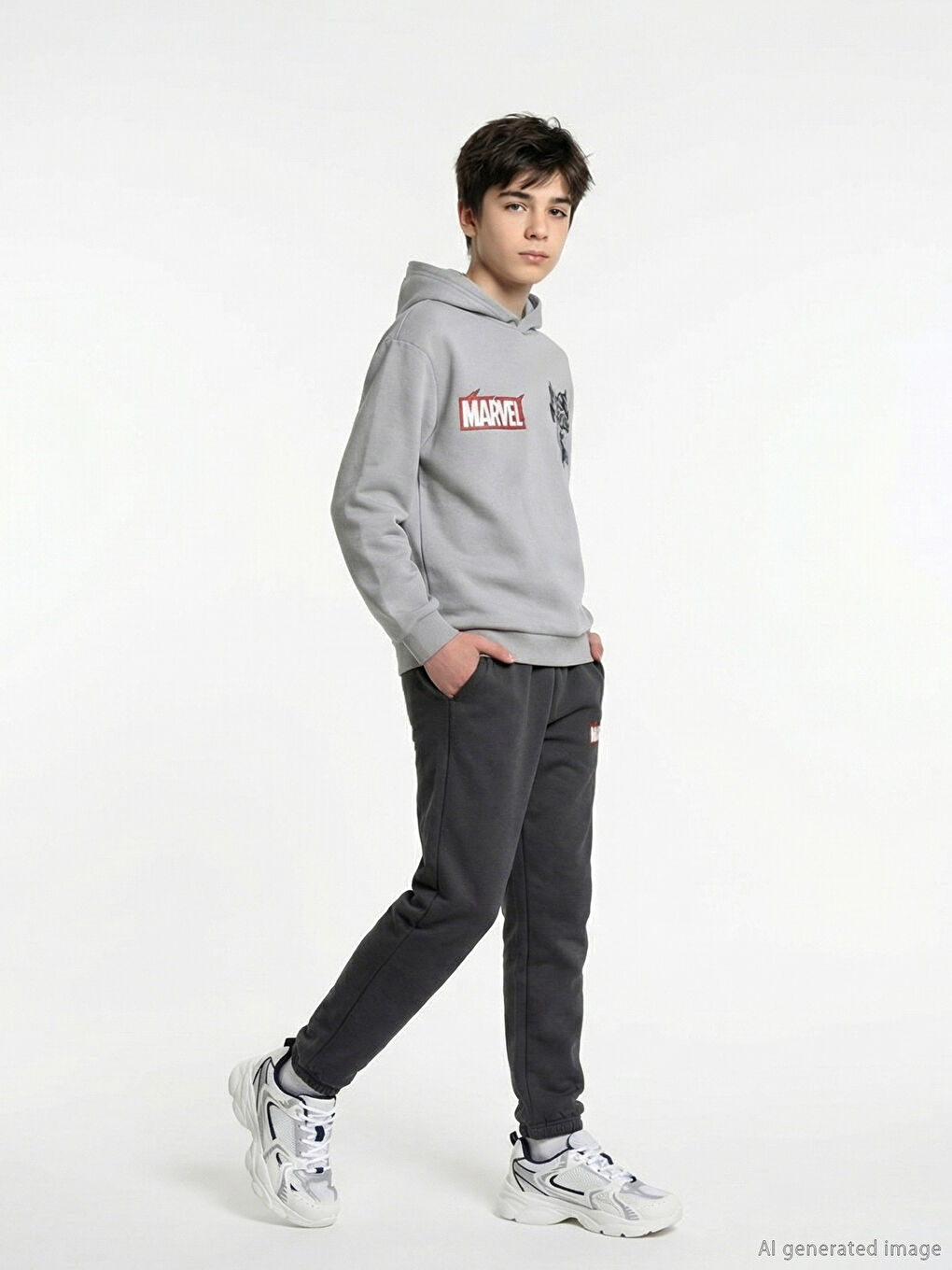 Kapüşonlu Spider-Man Baskılı Erkek Çocuk Eşofman Takım-1