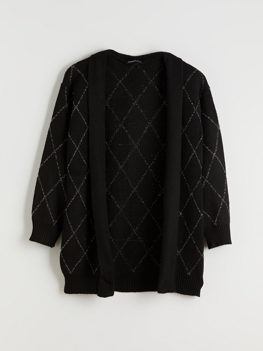 كارديجان تريكو بنمط أرجيل بياقة شال للسيدات-8