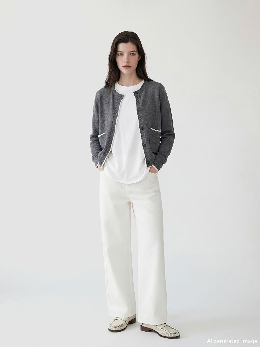 Crew Neck Women's Knitwear Cardigan-1