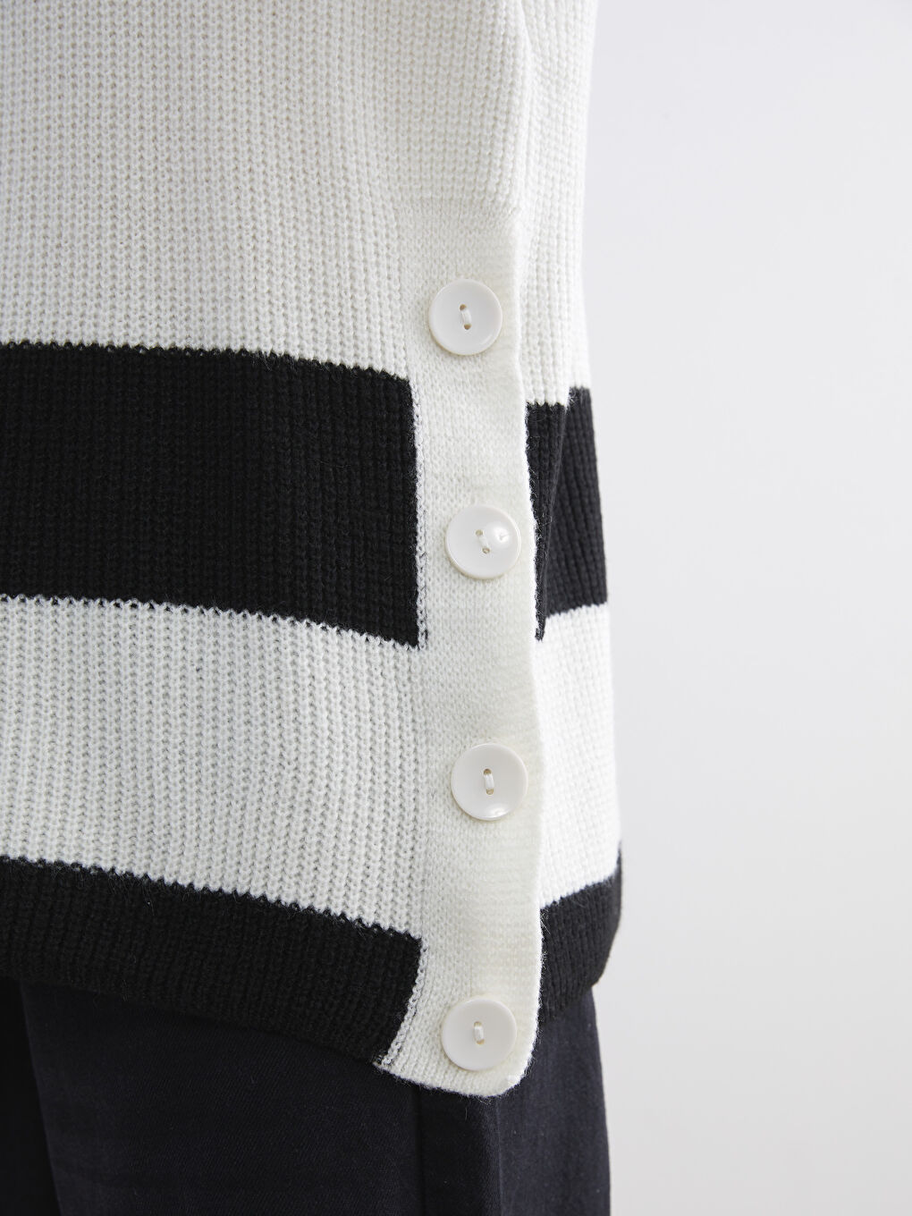 Crew Neck Striped Women's Knitwear Tunic-4