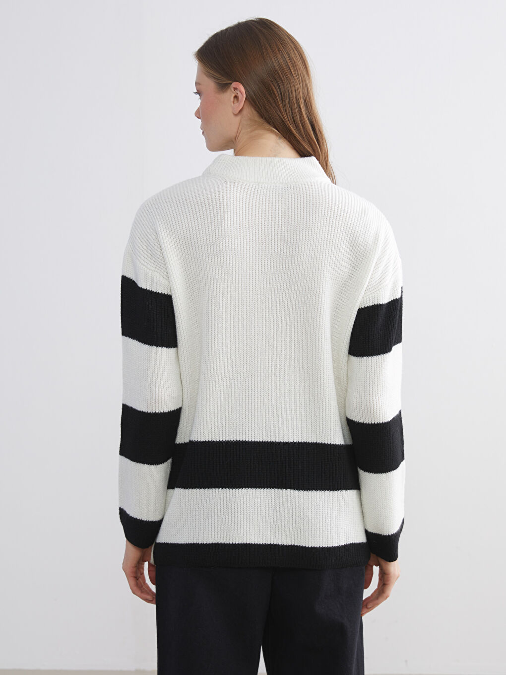 Crew Neck Striped Women's Knitwear Tunic-6