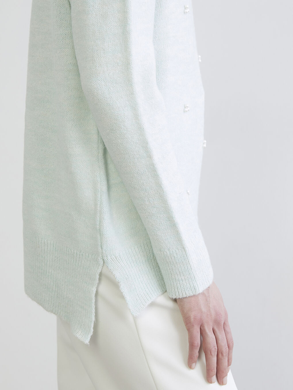 Crew Neck Beaded Embellished Women's Knitwear Sweater-2