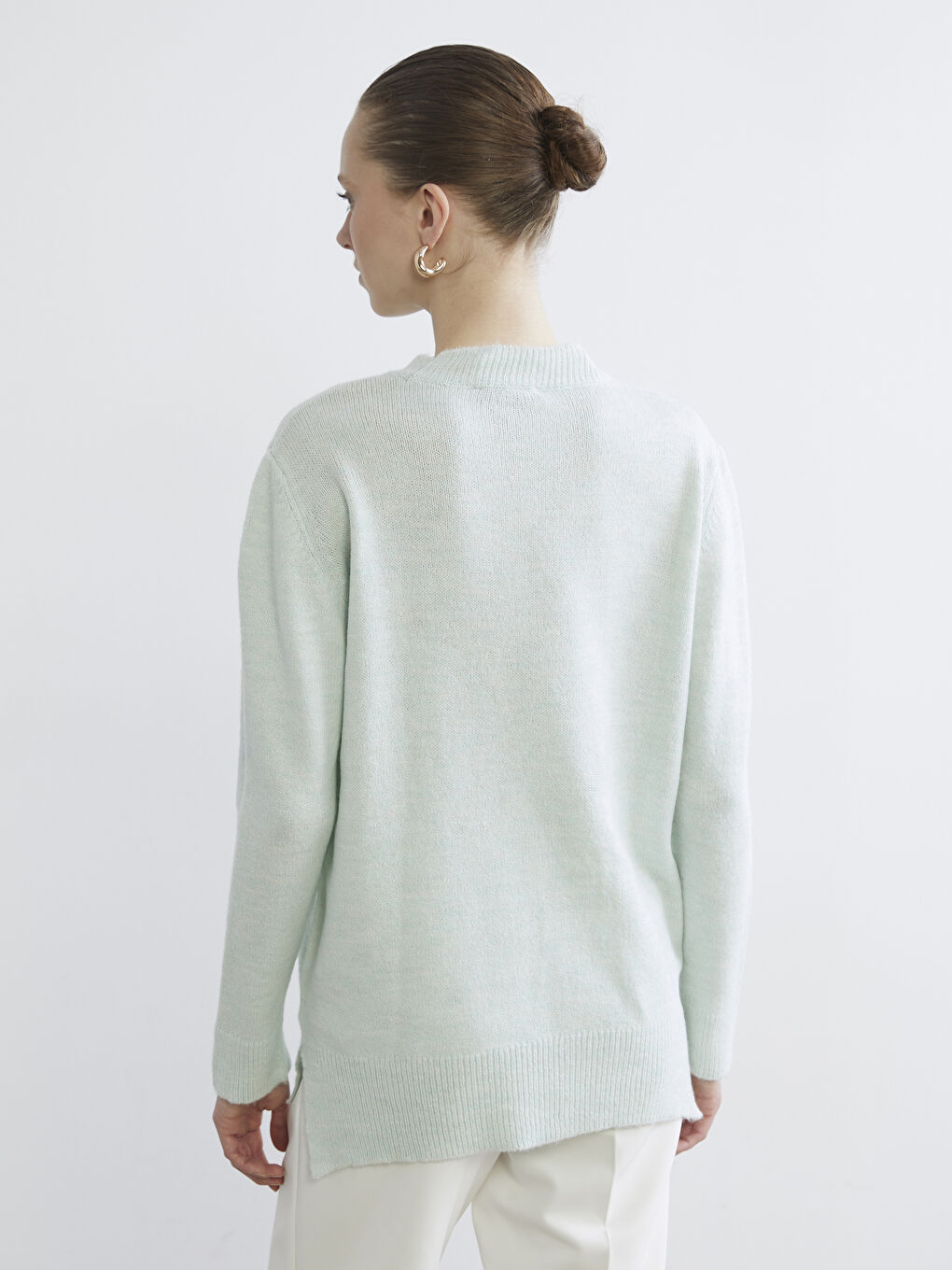 Crew Neck Beaded Embellished Women's Knitwear Sweater-3