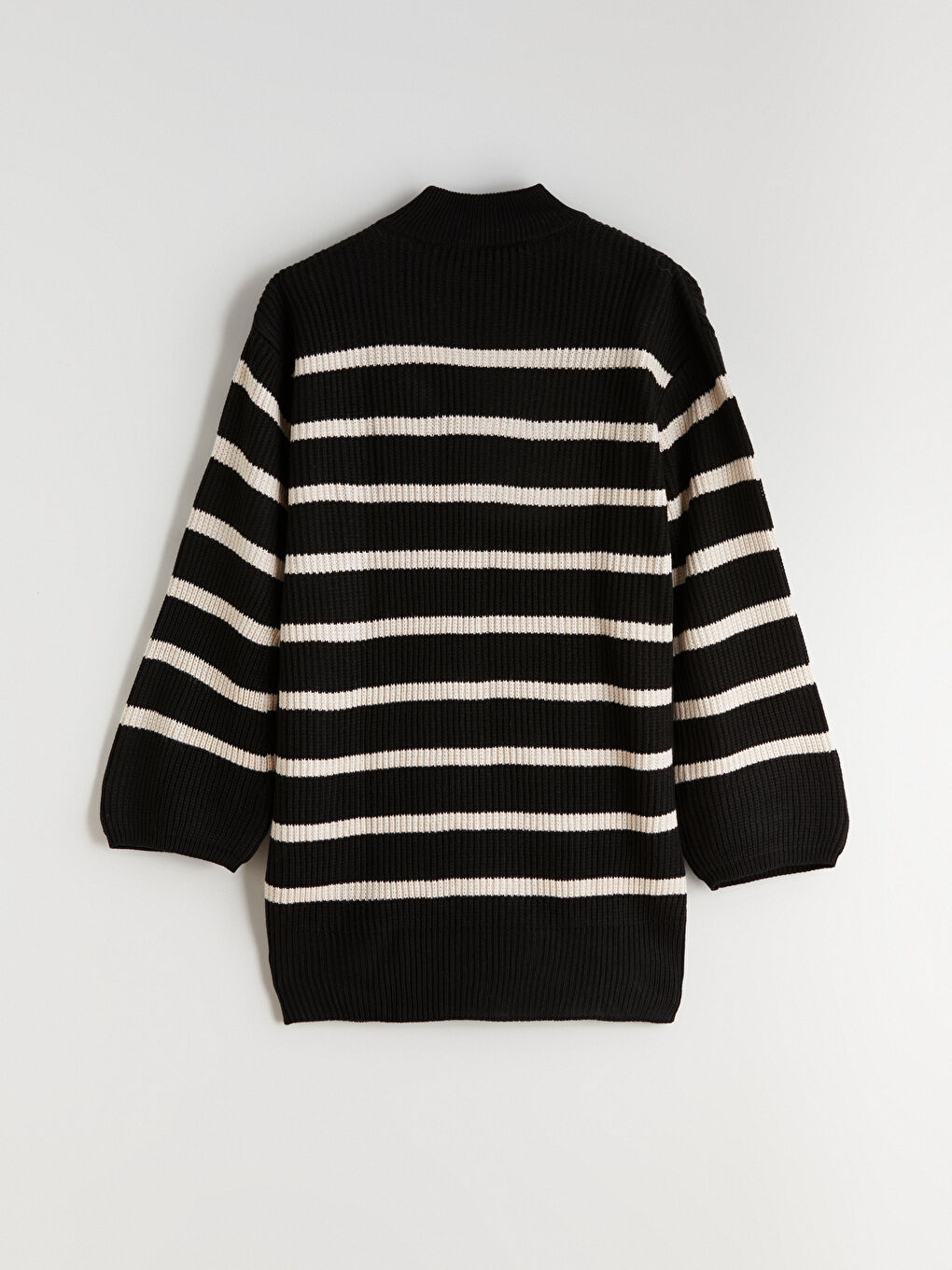Tunique en Tricot Rayée à Col Cheminée Oversize pour Femmes-5