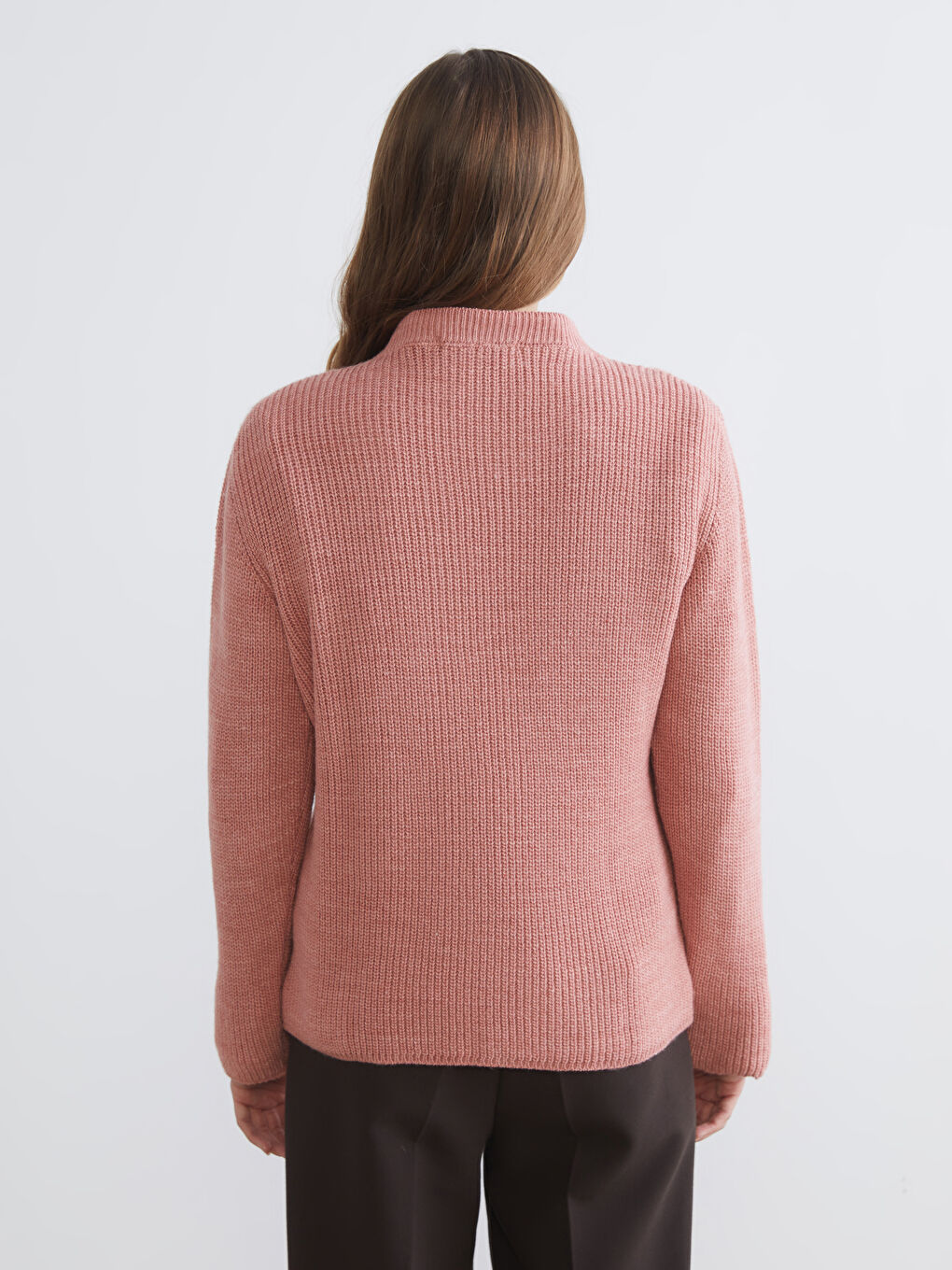 Crew Neck Self-Patterned Women's Knitwear Sweater-3