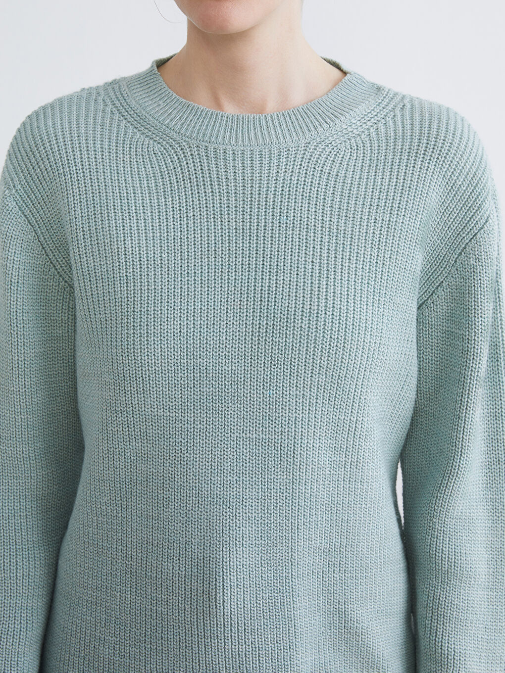 Crew Neck Self-Patterned Women's Knitwear Sweater-2