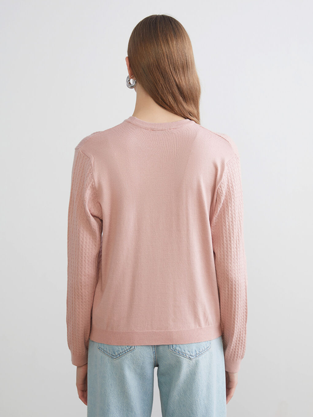 سترة تريكو بياقة دائرية للسيدات-3