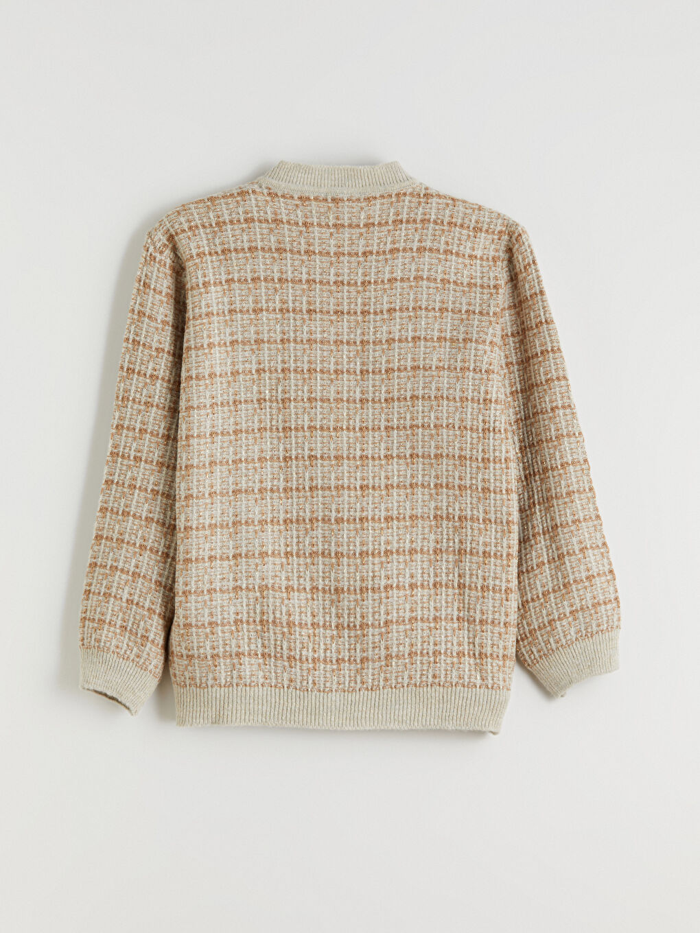 Crew Neck Plaid Women's Knitwear Cardigan-5