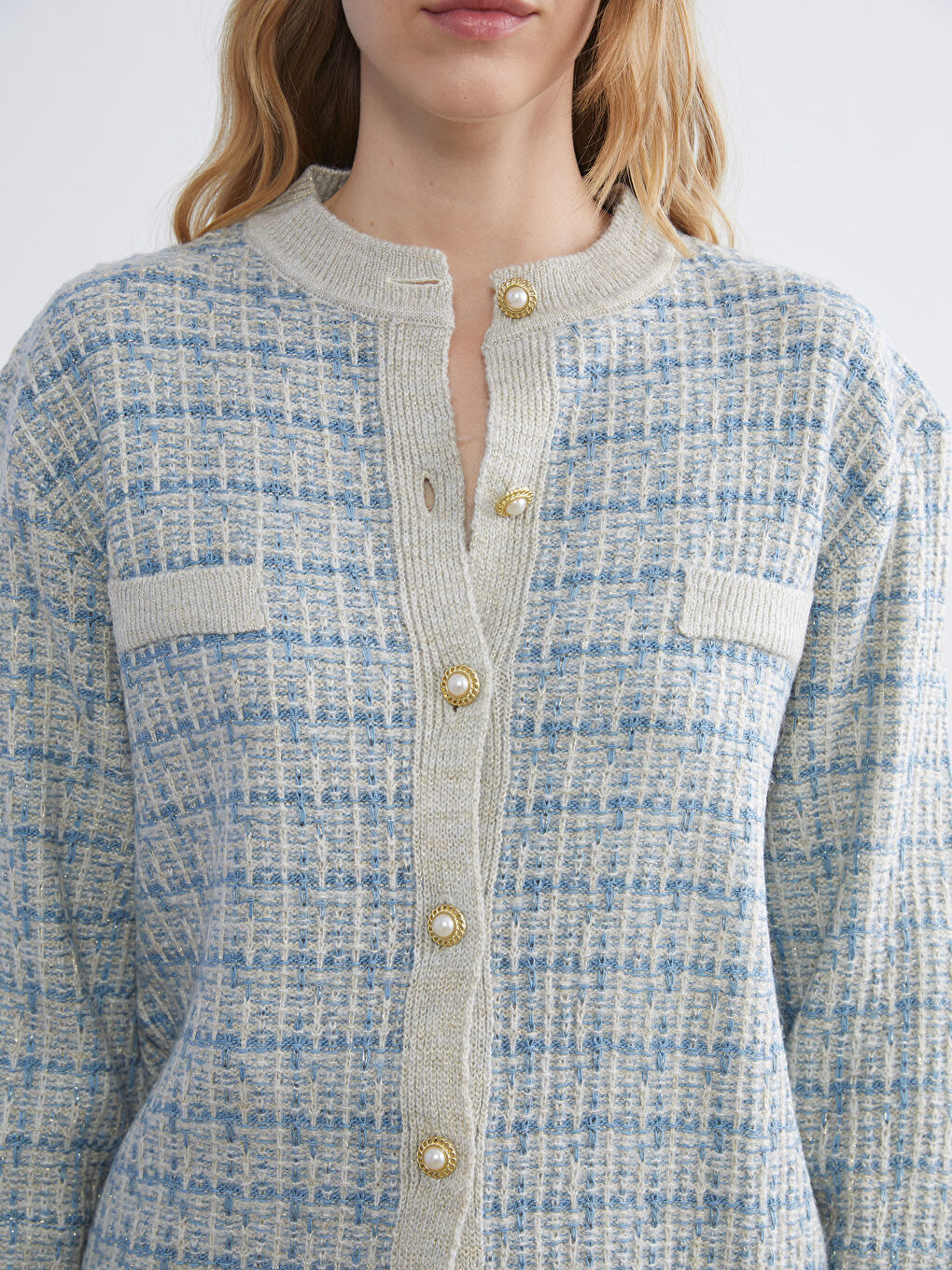 كارديجان تريكو برقبة دائرية منقوش للسيدات-2