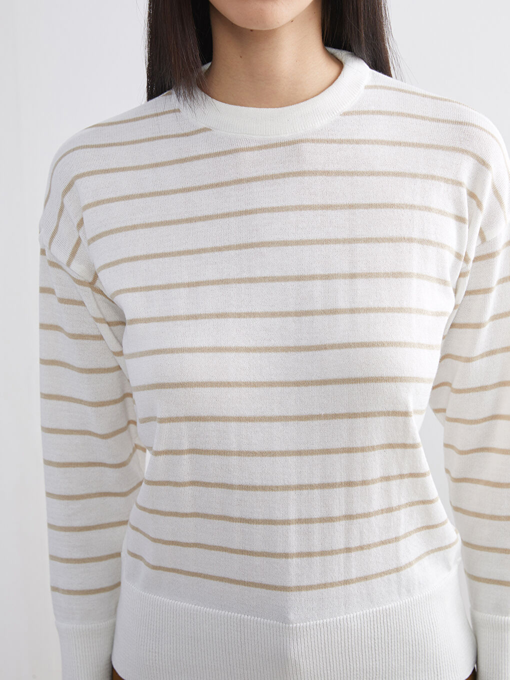 Pull-over Rayé à Col Rond pour Femmes-2