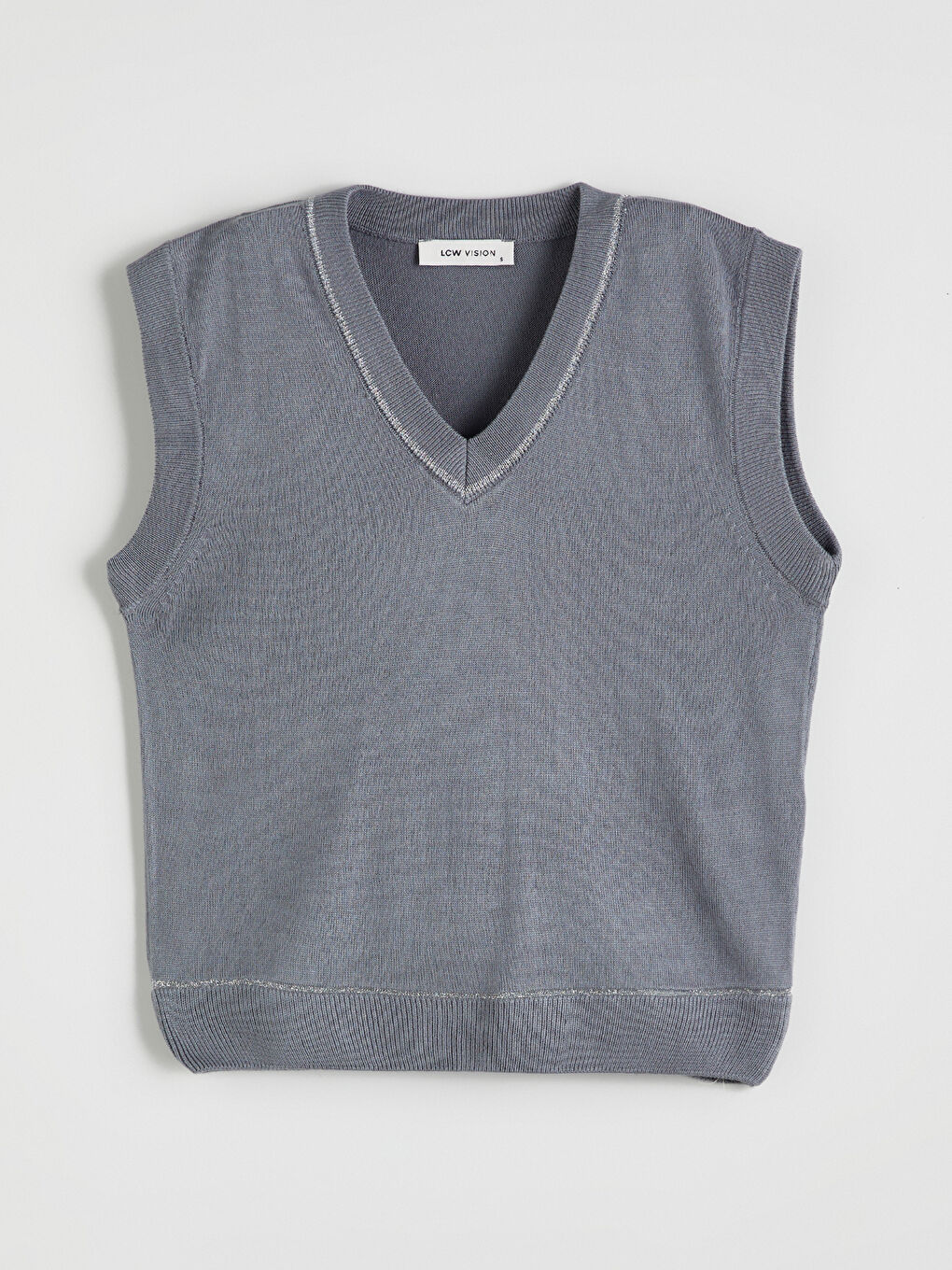 سترة رياضية تريكو بدون أكمام برقبة على شكل حرف V للسيدات-4