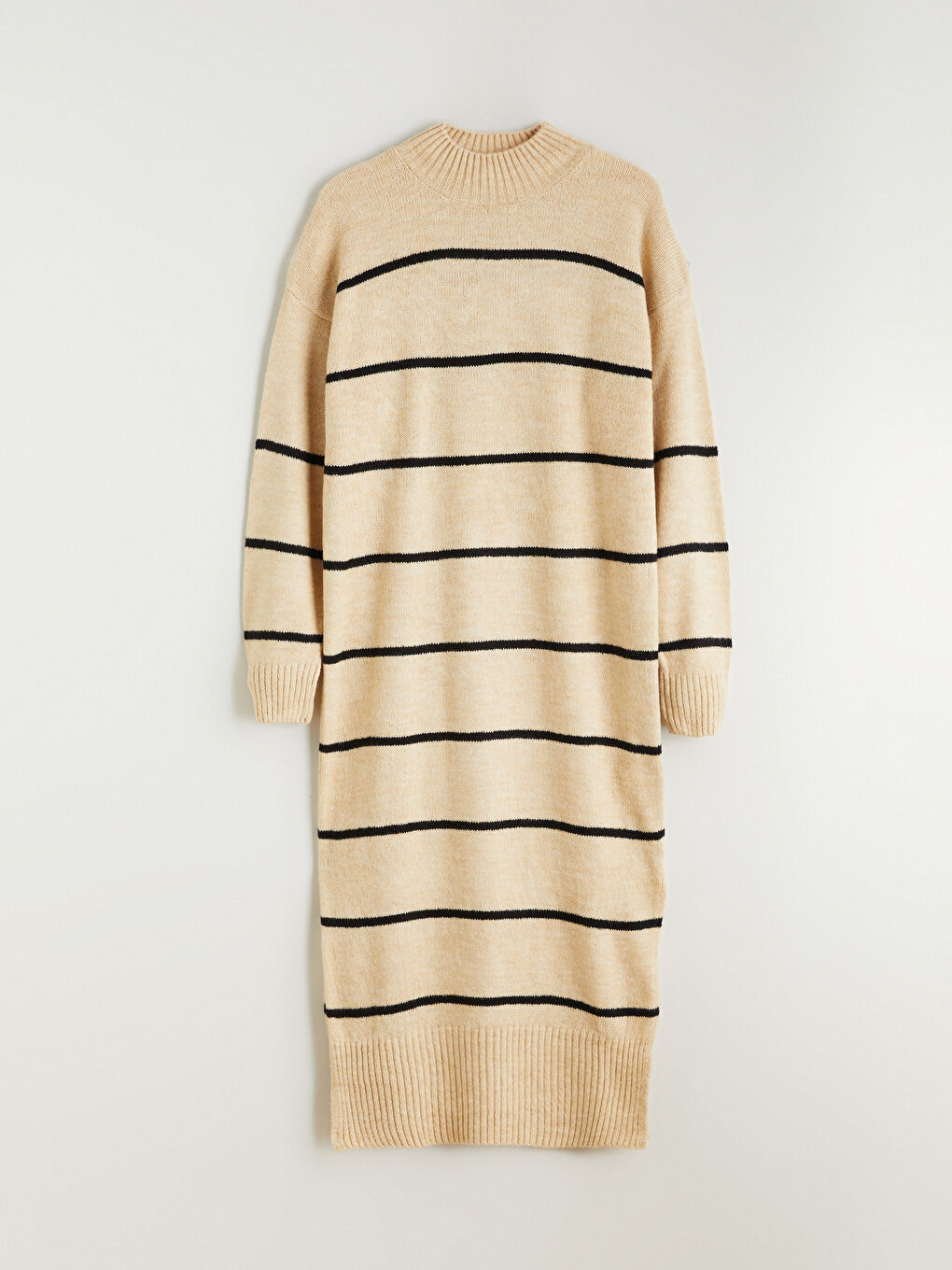 Half Turtleneck Striped Knitwear Dress-5