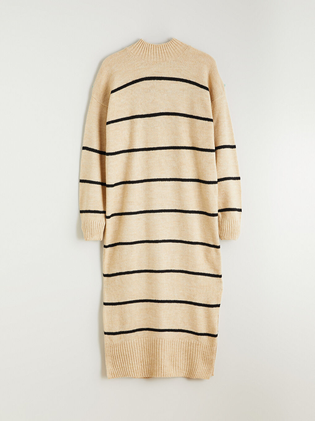 Half Turtleneck Striped Knitwear Dress-6