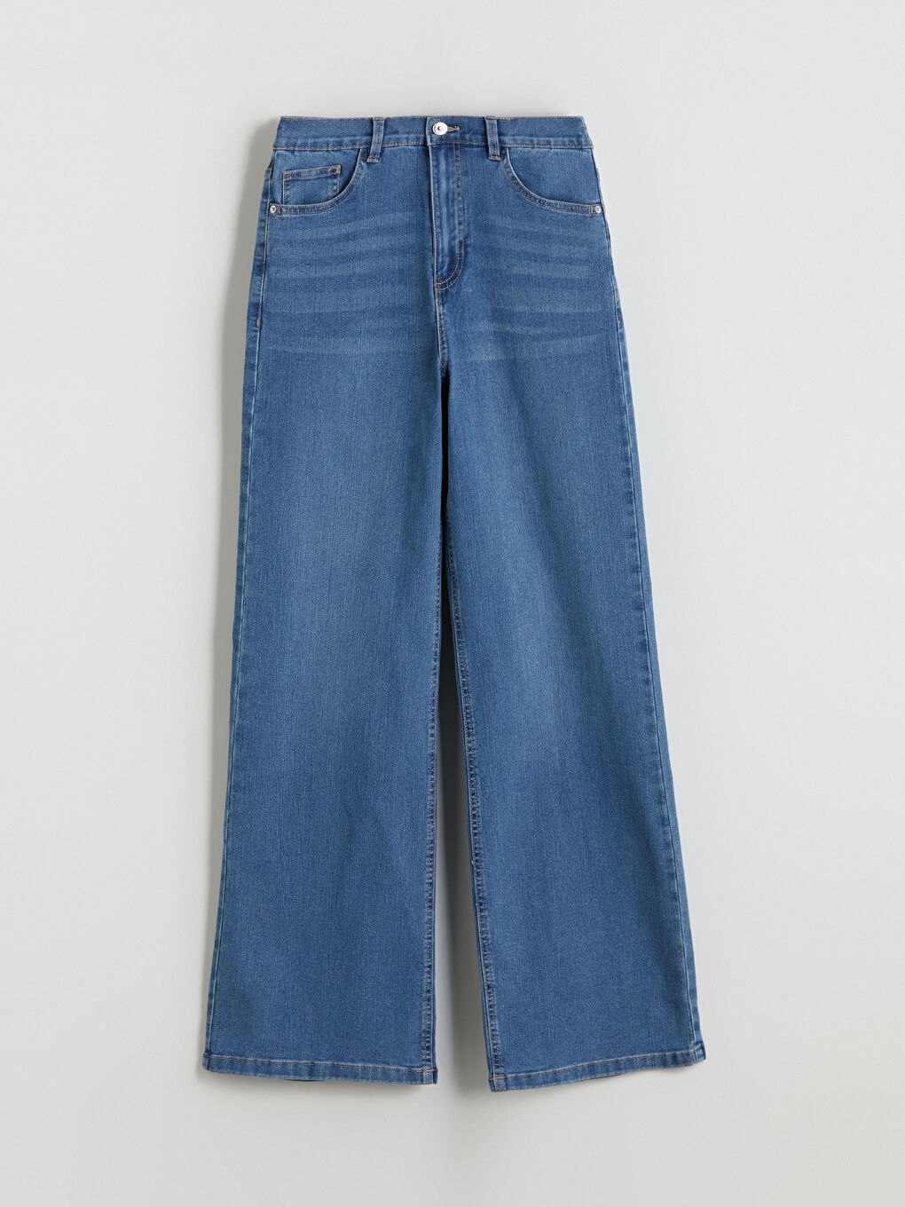 Jean à Taille Élastiquée et Jambe Large pour Femmes