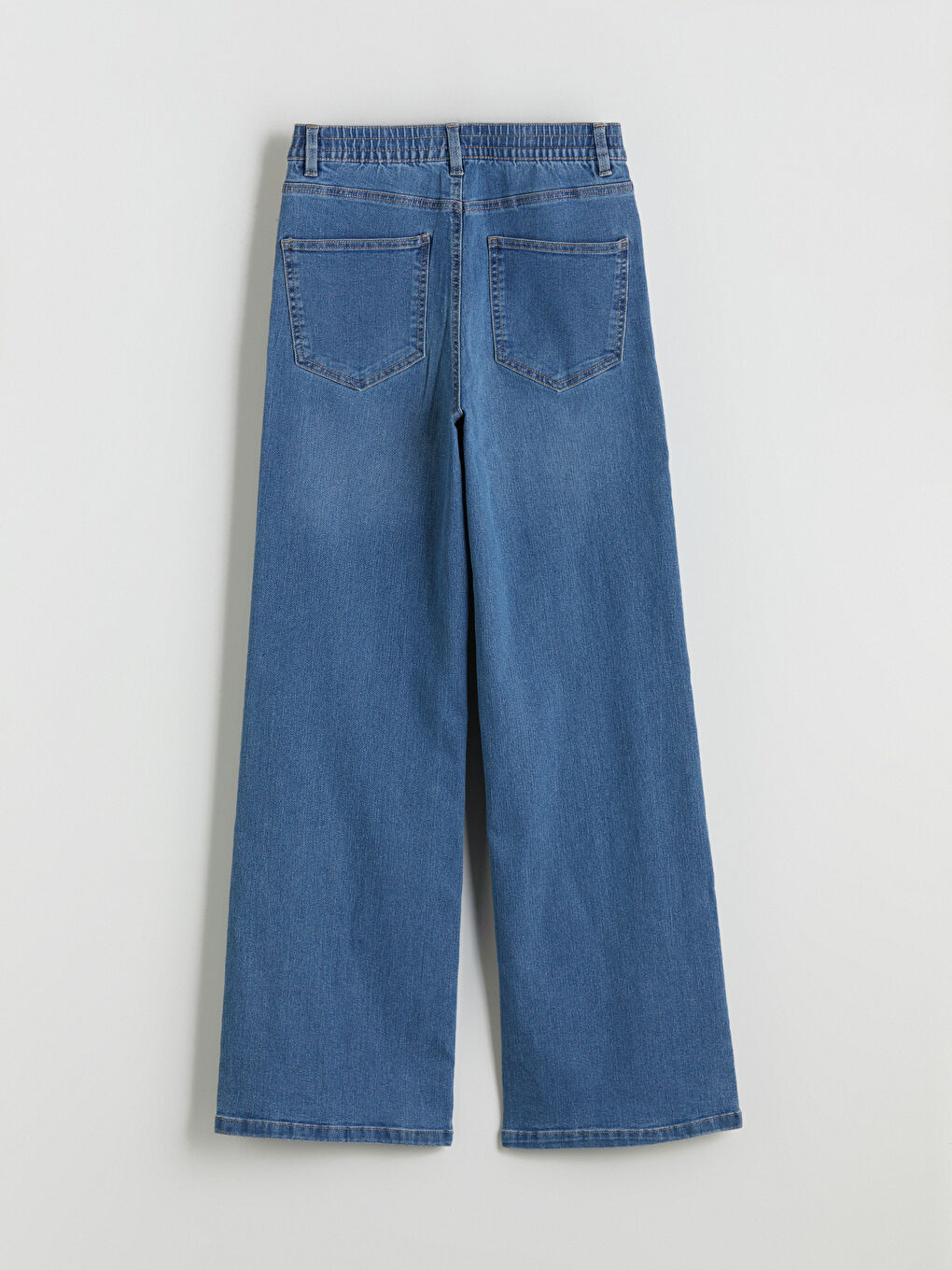 Jean à Taille Élastiquée et Jambe Large pour Femmes-1