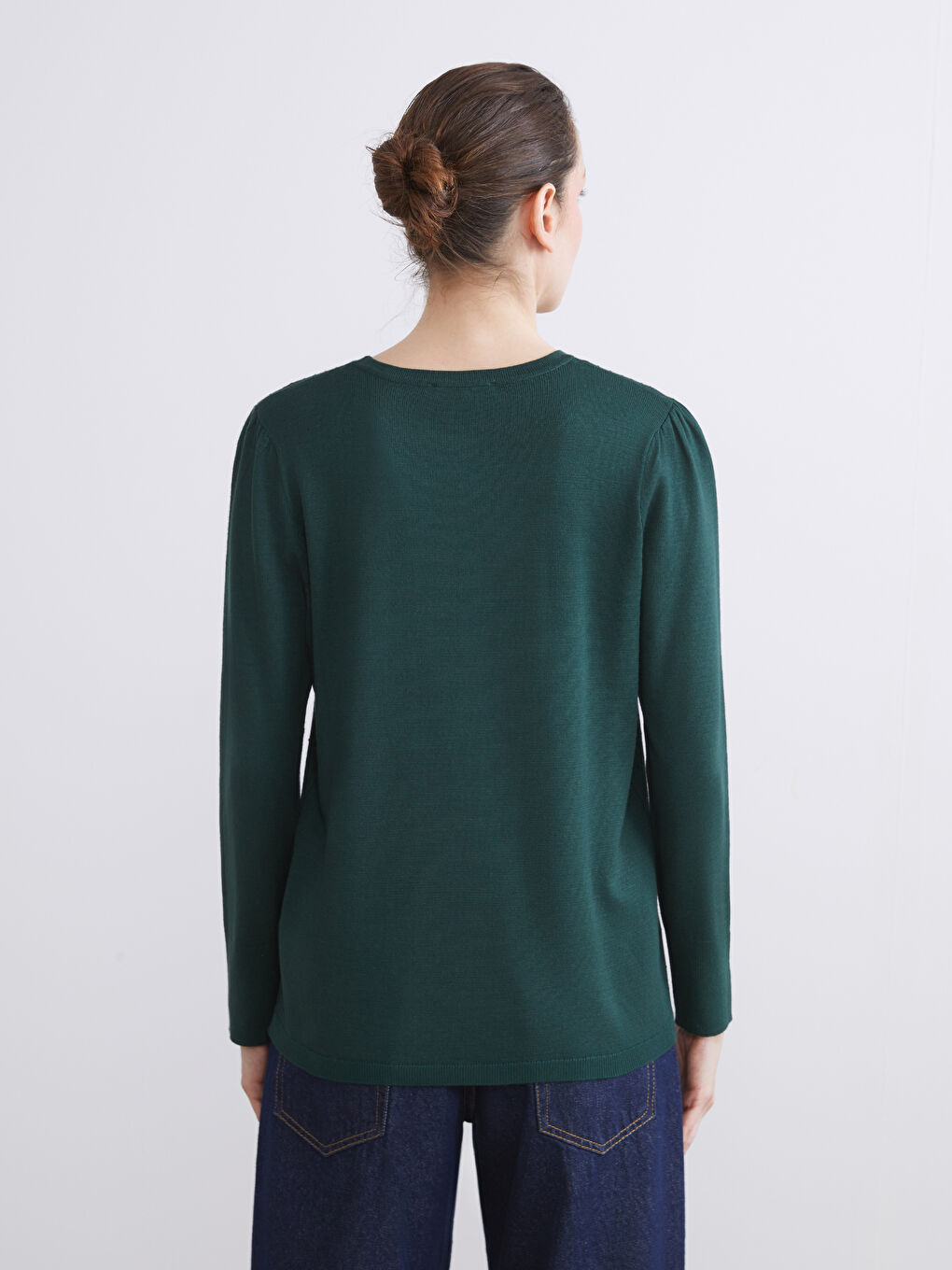 Crew Neck Rhinestone Embellished Women's Knit Sweater-3