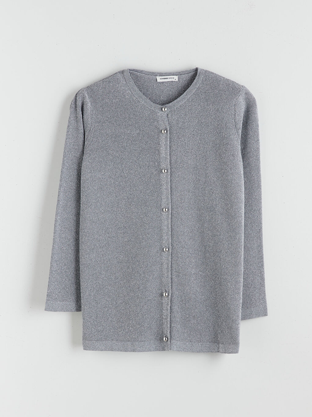 Gri Bisiklet Yaka Kadın Triko Hırka-5