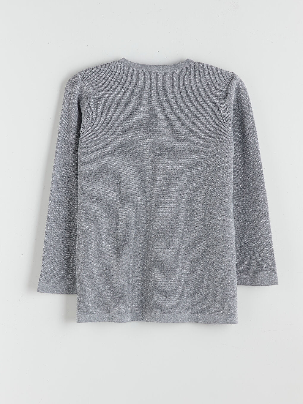 Gri Bisiklet Yaka Kadın Triko Hırka-6