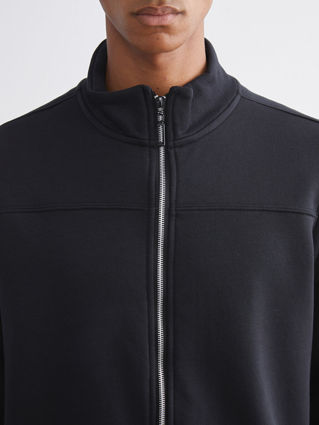 Funnel Neck Long Sleeve Men's Zip-Up Sweatshirt-5