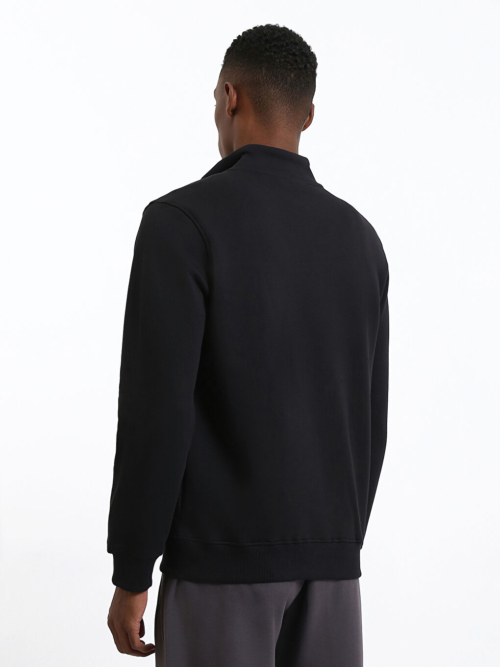Funnel Neck Long Sleeve Men's Zip-Up Sweatshirt-8