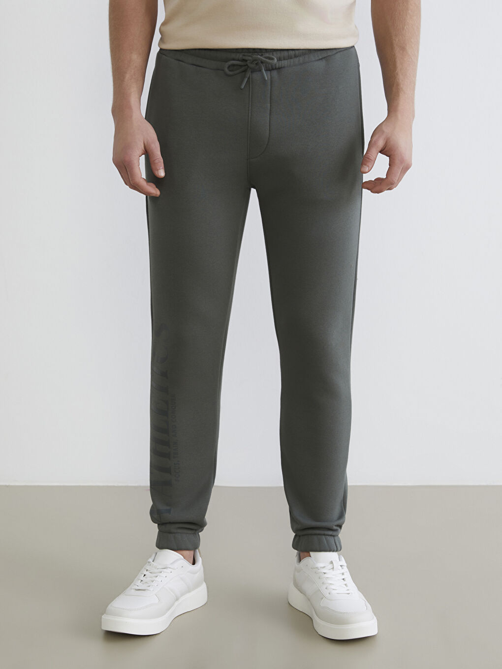 Haki Standart Kalıp Erkek Kalın Eşofman Altı-1