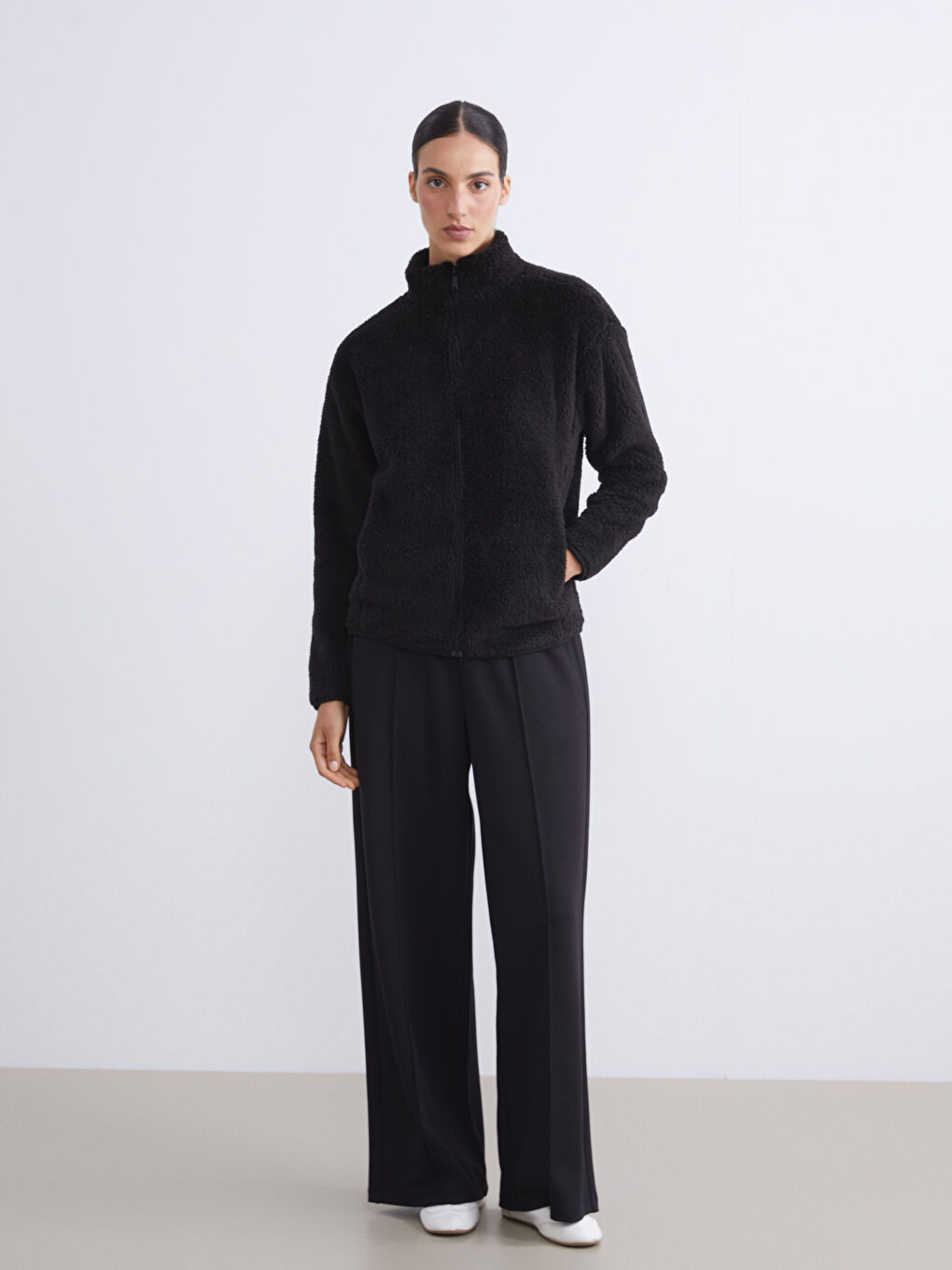 Funnel Neck Polar Women's Zip-Up Sweatshirt-1
