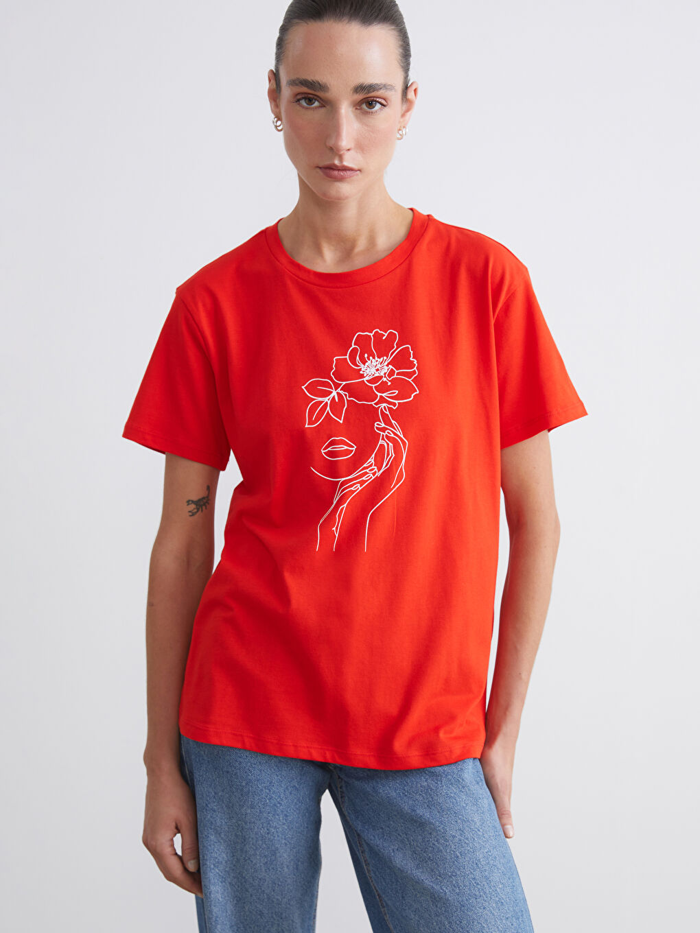 Crew Neck Printed Women's T-Shirt