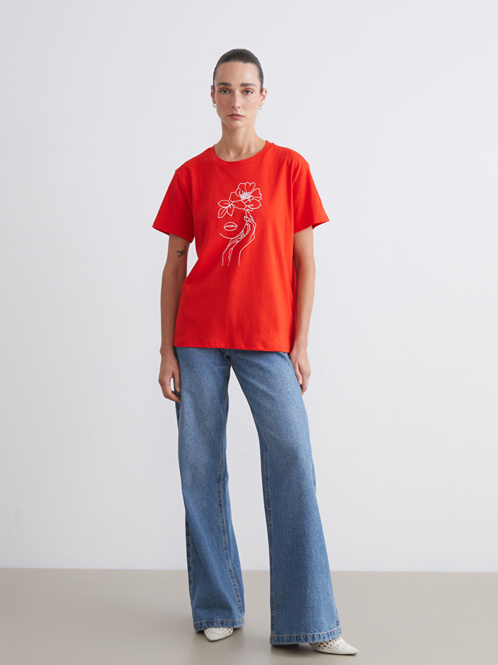 Crew Neck Printed Women's T-Shirt-1