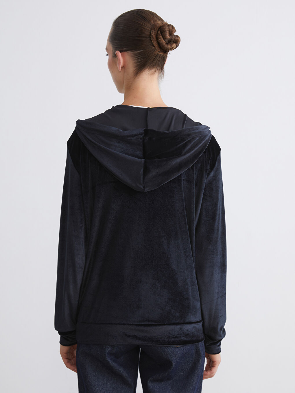 Sweat Zippé à Capuche en Velours pour Femmes-3