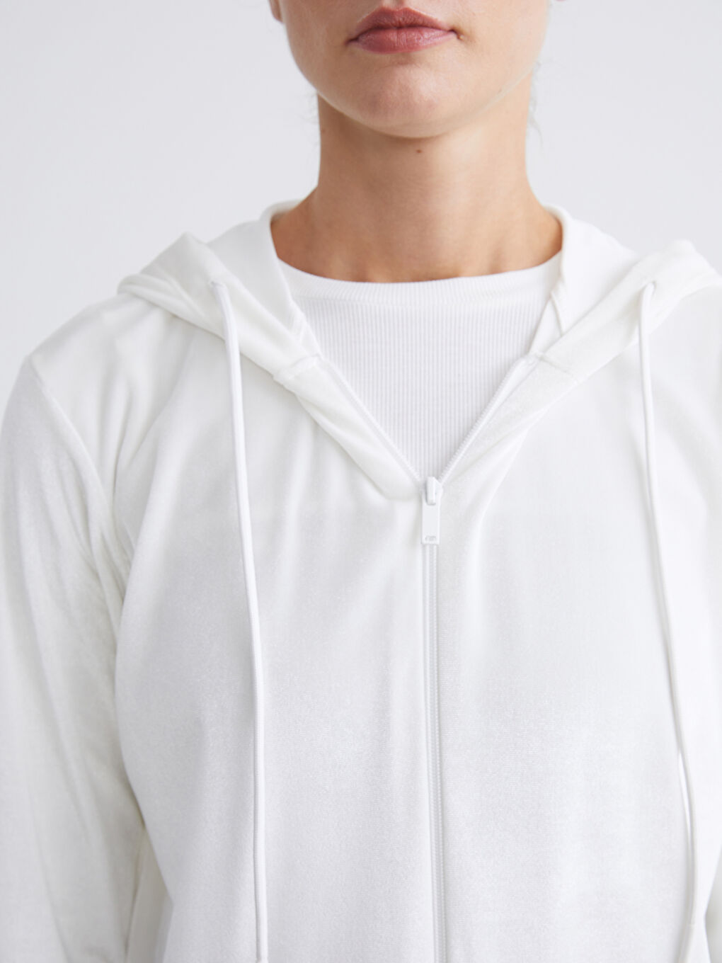 Sweat Zippé à Capuche en Velours pour Femmes-2