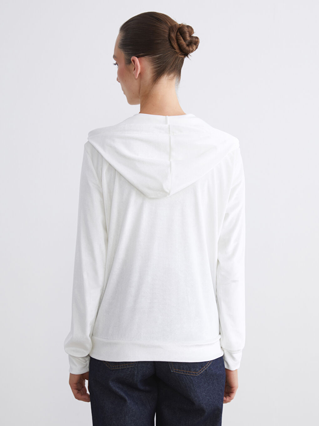 Sweat Zippé à Capuche en Velours pour Femmes-3