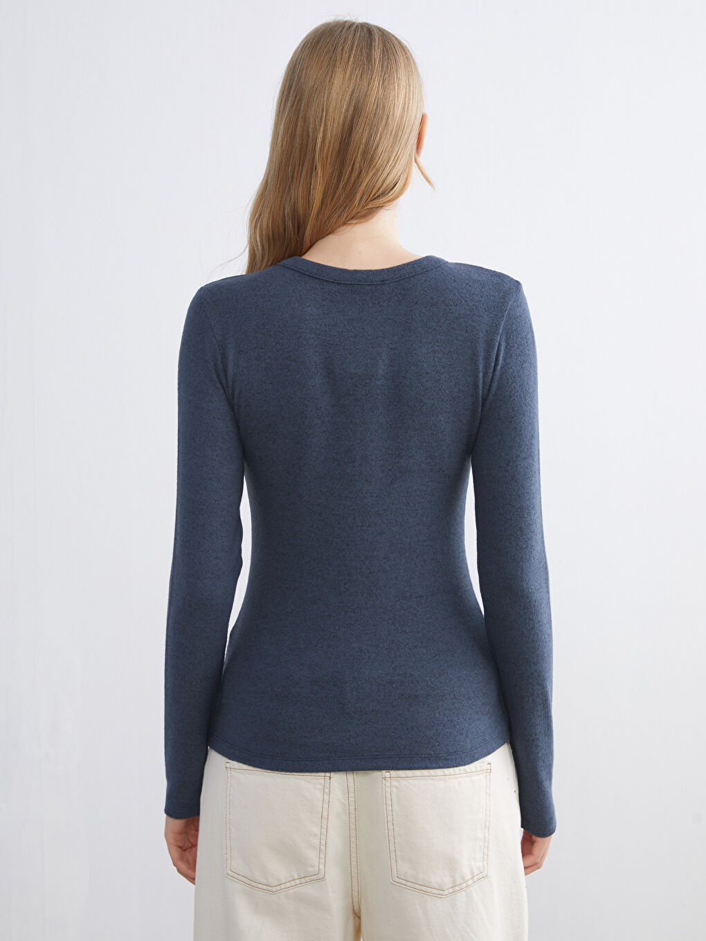 Lacivert Bisiklet Yaka Kadın Body-3