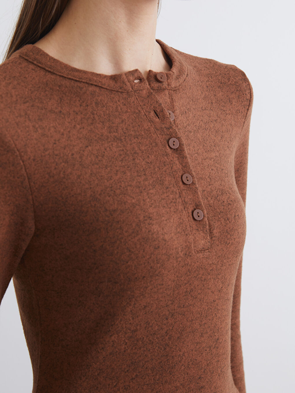 Kahverengi Bisiklet Yaka Kadın Body-2