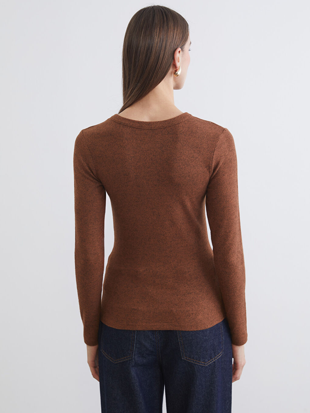 Kahverengi Bisiklet Yaka Kadın Body-3