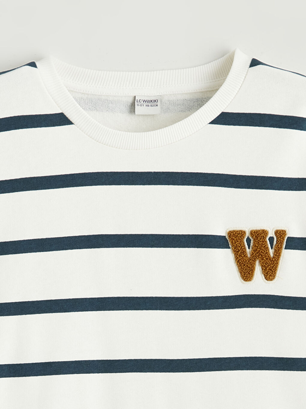 Petrol Çizgili Erkek Çocuk Kalın Sweatshirt-1