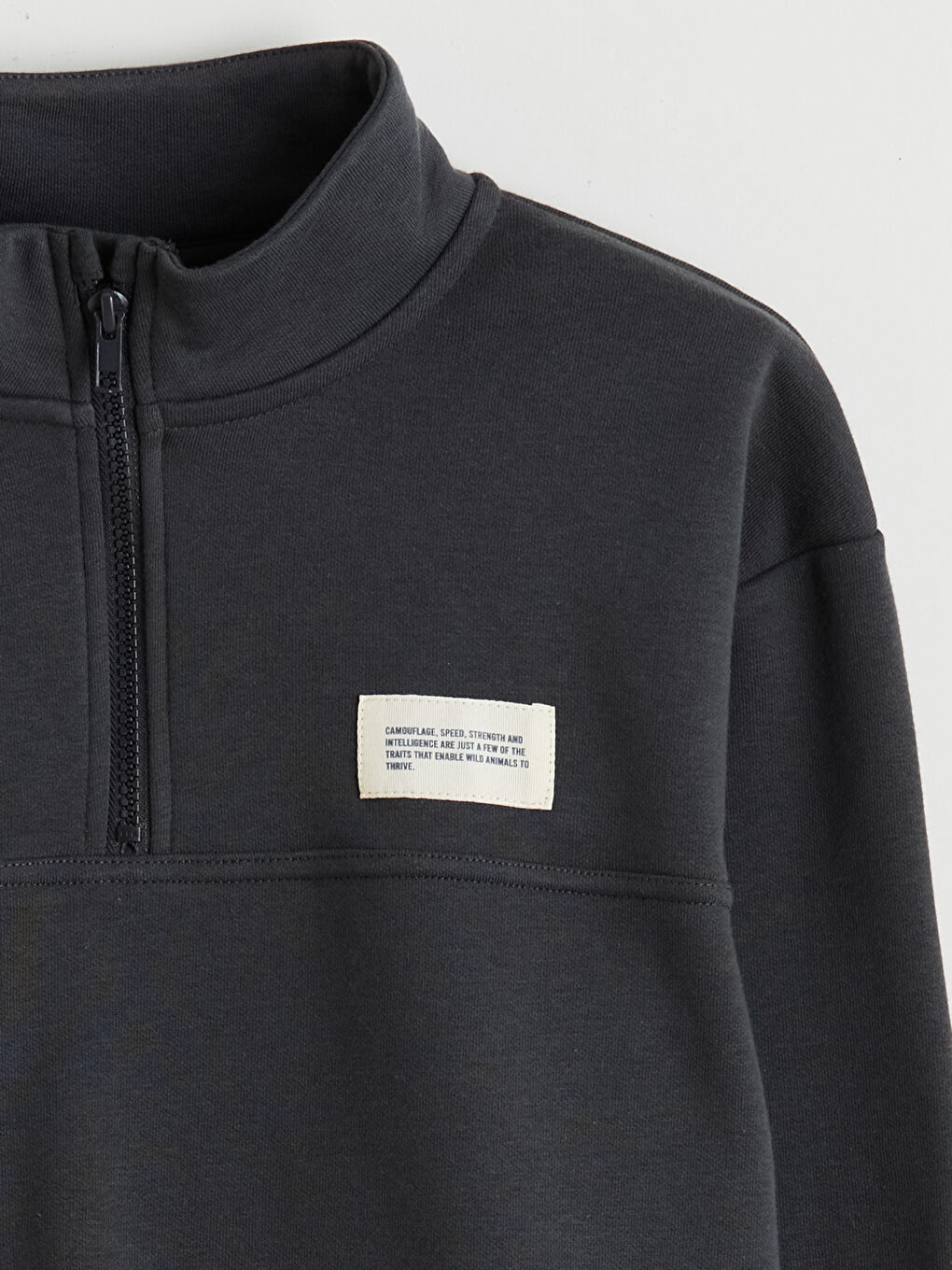 Antrasit Dik Yaka Erkek Çocuk Sweatshirt-1
