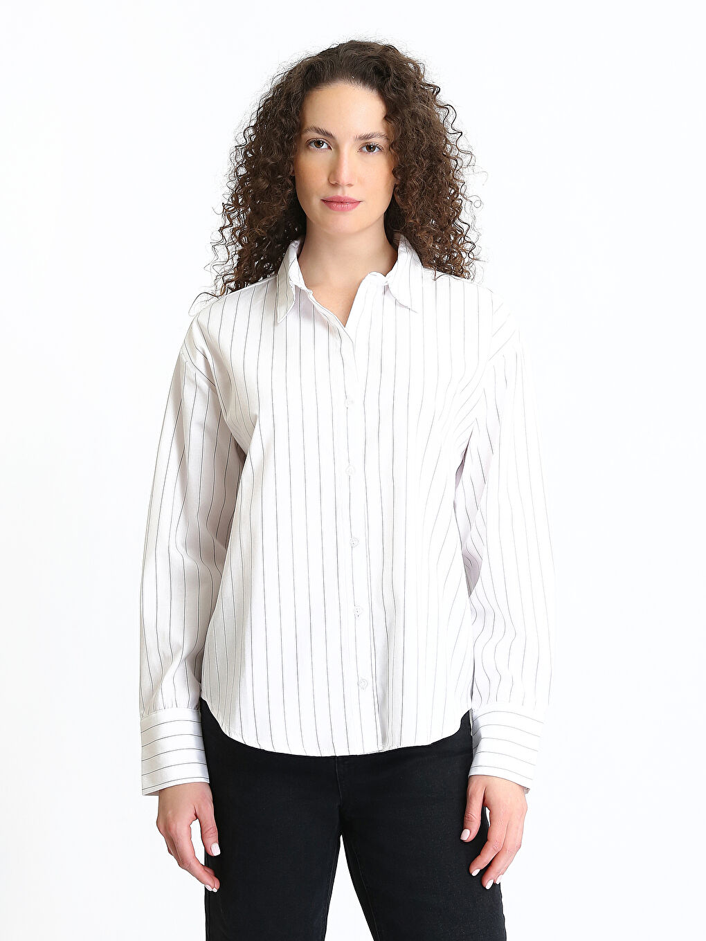 Striped Oversize Poplin Women's Shirt