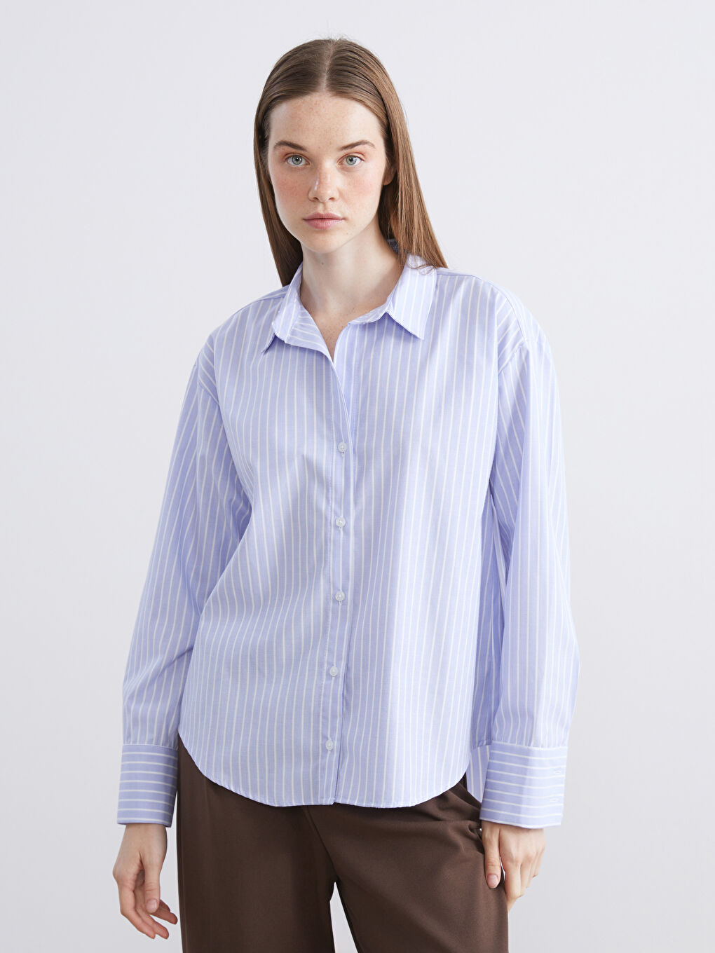 Striped Oversize Poplin Women's Shirt