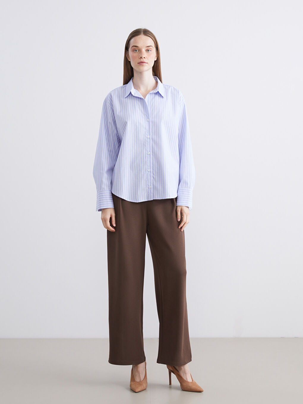 Striped Oversize Poplin Women's Shirt-3