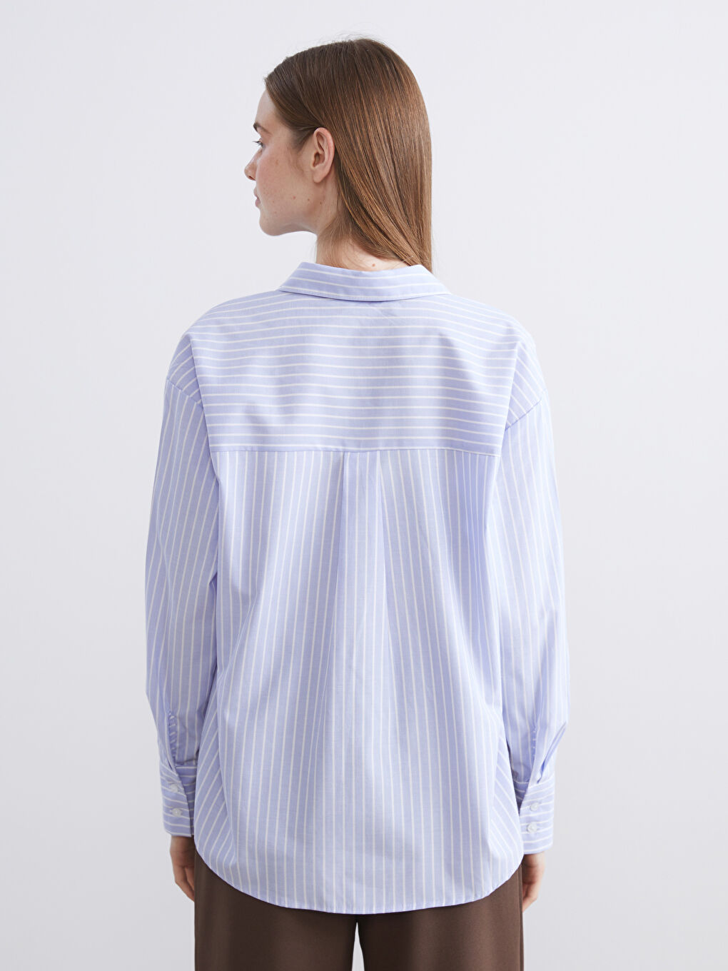 Striped Oversize Poplin Women's Shirt-7