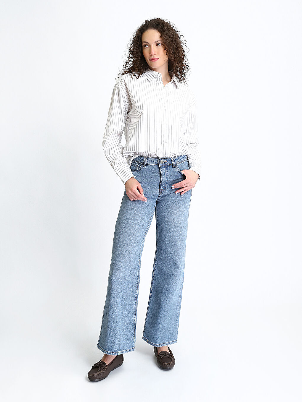 Striped Oversize Poplin Women's Shirt-2